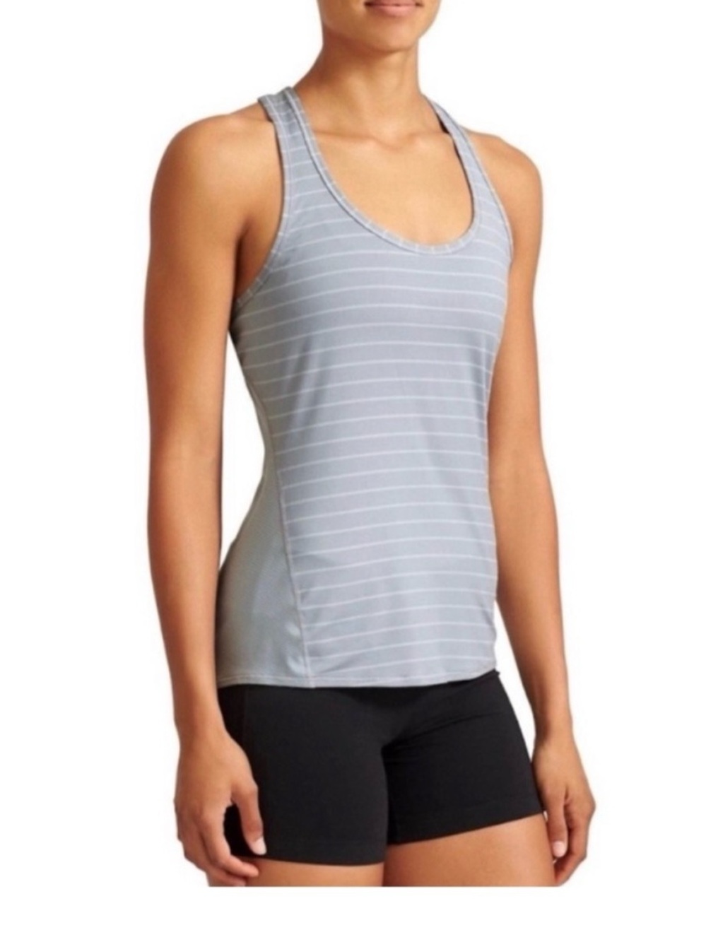 Athleta Chi Tank — Light Grey Stripe — Sz S